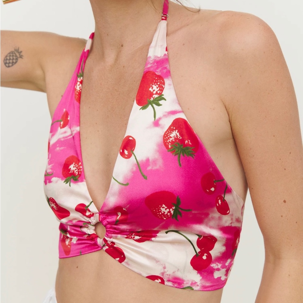 Reformatio Nero Silk Crop Top
